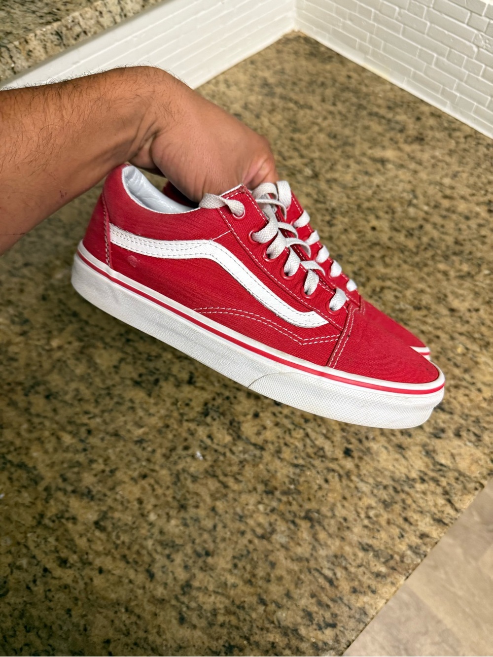 VANS Old Skool Canvas Red White Men Size 6 Used